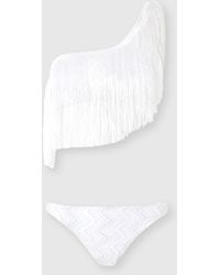 Missoni - One-Shoulder Zigzag Lamé Viscose Bikini With Fringes - Lyst