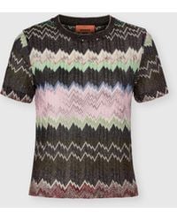 Missoni - Viscose Lamé Crewneck T-Shirt With Ribbed Collar - Lyst