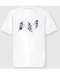 Missoni - Short Sleeve T-Shirt With Geometric Zigzag Insert And Logo - Lyst