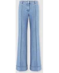 Missoni - Denim Flared Trousers With Cuffed Hem And Center Crease - Lyst