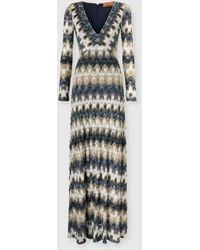 Missoni - Zigzag-Pattern V-Neck Maxi Dress - Lyst