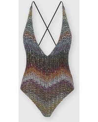 Missoni - One-Piece V-Neck Swimsuit - Lyst