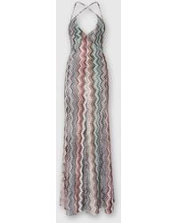 Missoni - Long V-Neck Dress With Snake Pattern - Lyst
