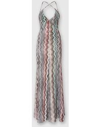 Missoni - Long V-Neck Dress With Snake Pattern - Lyst