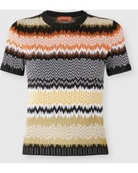 Missoni - Short Sleeve Crew Neck Sweater With Chevron Pattern - Lyst