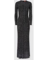 Missoni - Long Crewneck Striped Knit Dress With Sequins - Lyst