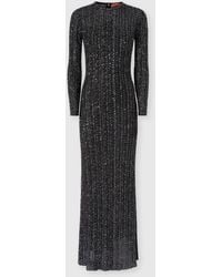 Missoni - Long Crewneck Striped Knit Dress With Sequins - Lyst