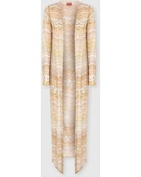 Missoni - Metallic Chevron Knit Long Open Cardigan - Lyst