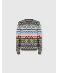 Missoni - Crew-Neck Cotton And Viscose Chevron Pullover With Greek Motif - Lyst