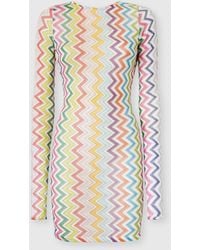 Missoni - Kurzes Strandkleid Aus Viskose Und Lamé Mit Langen Ärmeln, Damen, Größe - Lyst