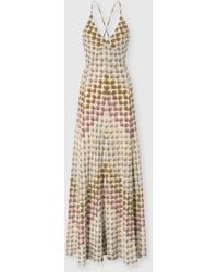 Missoni - Long Viscose Lamé Dress With Crossed Straps - Lyst