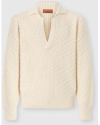 Missoni - Long-Sleeve Wool And Viscose Zig Zag Polo Shirt - Lyst