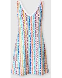 Missoni - Short Cover-Up Dress With Iconic Zigzag Pattern And V-Neck - Lyst