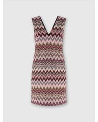 Missoni - Sleeveless V-Neck Cotton And Viscose Zigzag Mini-Dress - Lyst