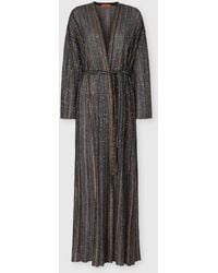 Missoni - Ribbed Viscose Lamé Long Cardigan With Belt - Lyst
