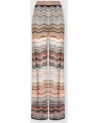 Missoni - Wide Chevron Lamé Viscose Trousers With Sequins - Lyst