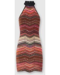 Missoni - Short Sleeveless Chevron Lamé Dress With Sequins And Halter Neckline - Lyst