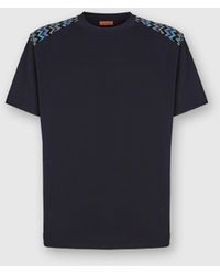 Missoni - T-Shirt À Col Rond En Coton Avec Empiècements À Chevrons Sur Les Épaules, Homme, Taille - Lyst