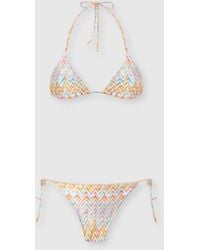 Missoni - Triangle Bikini With Zigzag Pattern And Adjustable Ties - Lyst