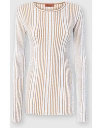 Missoni - Maglia A Costine Con Paillettes E Maniche Lunghe, Donna, Bianco & Taglia - Lyst