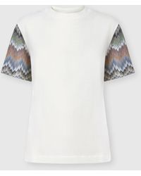 Missoni - Cotton Jersey Crewneck T-Shirt With Contrast Sleeves - Lyst