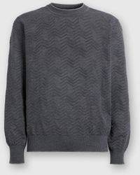 Missoni - Wool Crewneck Pullover With Tone-On-Tone Chevron - Lyst