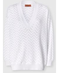 Missoni - Chevron Cotton And Viscose V-Neck Sweater - Lyst