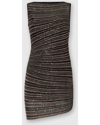 Missoni - Minikleid Mit U-Boot-Ausschnitt Und Lamé-Streifen, Damen, Schwarz & Braun, Größe - Lyst