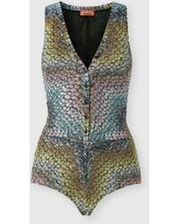 Missoni - Zig Zag One-Piece Swimsuit With Sequin Application - Lyst