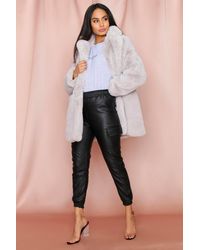 MissPap Oversized Faux Fur Coat - Grey