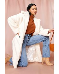 MissPap Oversized Teddy Coat - White