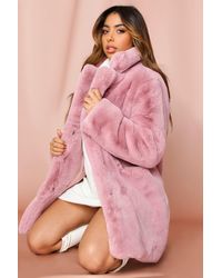 MissPap Oversized Faux Fur Coat - Pink