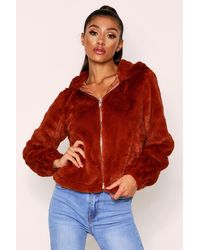 MissPap Hooded Teddy Coat - Red