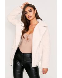 MissPap Teddy Aviator Coat - White