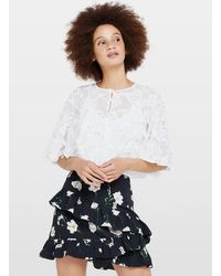 Miss Selfridge Ivory Embroidered Cape - White