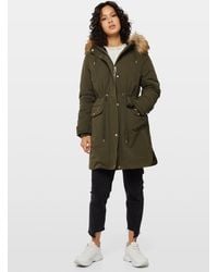 Miss Selfridge Khaki Faux Fur Lined Luxe Parka - Green