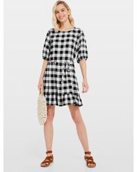collusion check print smock dress
