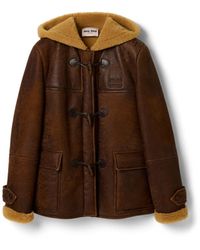 Miu Miu - Waxed Shearling Duffle Coat - Lyst