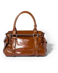Miu Miu - Shiny Leather Top-Handle Bag - Lyst