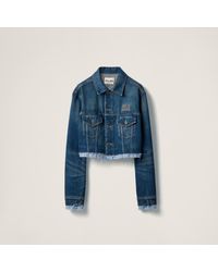 Miu Miu - Washed Denim Blouson Jacket - Lyst