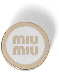 Miu Miu - Enameled Metal Logo Brooch - Lyst