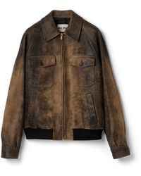 Miu Miu - Waxed Suede Leather Jacket - Lyst