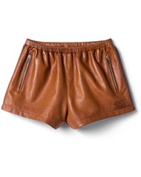 Miu Miu - Nappa Leather Shorts - Lyst