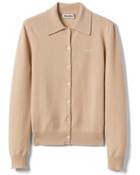 Miu Miu - Intarsia-Knit Logo Cardigan - Lyst