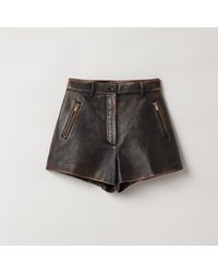 Miu Miu - Nappa Leather Shorts - Lyst