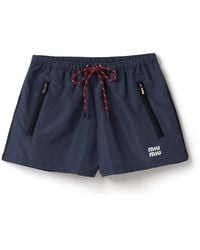 Miu Miu - Raised Logo-Detail Mini Shorts - Lyst