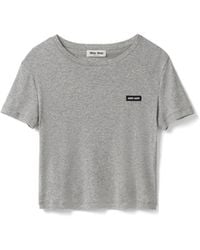 Miu Miu - Cotton Logo T-Shirt - Lyst