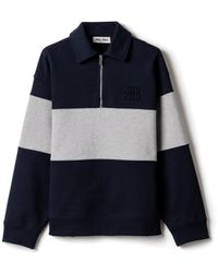 Miu Miu - Half-Zip Cotton Sweatshirt - Lyst