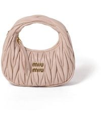 Miu Miu - Wander Matelassé Nappa Leather Hobo Mini-Bag - Lyst