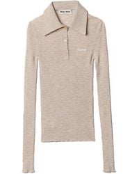 Miu Miu - Cashmere And Silk Knit Polo Shirt - Lyst